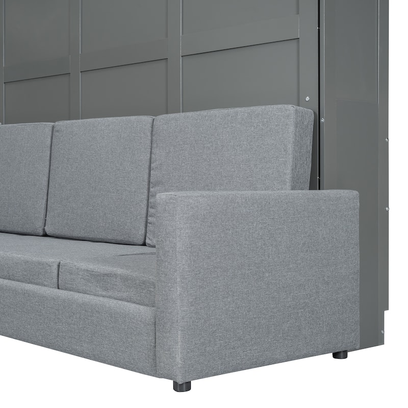 Queen Murphy Bed with Integrated Sofa - Space-Efficient Wall Bed with Easy Fold Mechanism