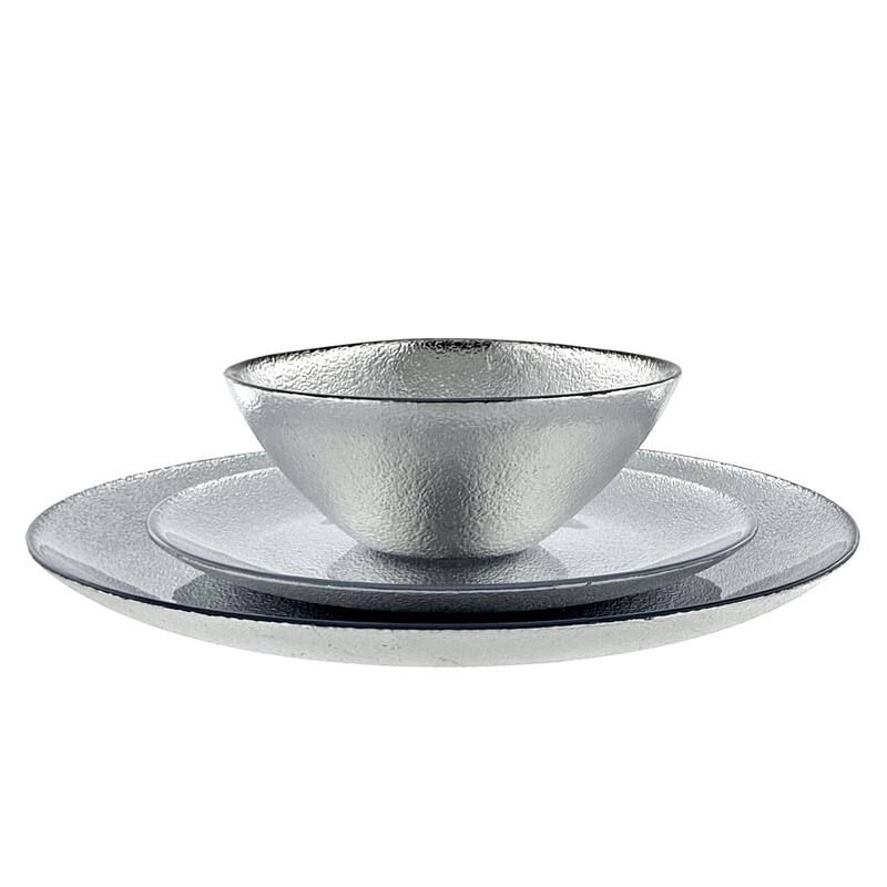 AURA 12PC Dinnerware Set - 11" - Silver