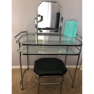 Silver Orchid Pontoppidan 2-piece Vanity Table and Stool Set
