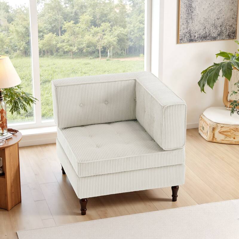 Modern Corduroy Corner Armchair Armless Chair sofa