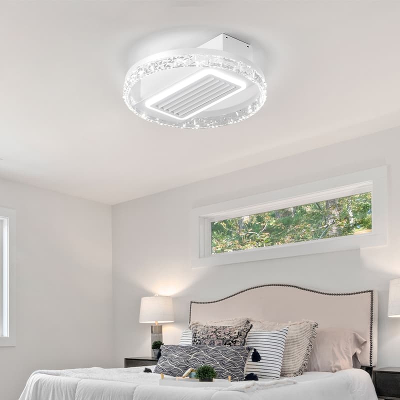 20" LED Bladeless Ceiling Fan Light with Remote Control, Ceiling Lamp with Air Circulation and Adjustable Brightness
