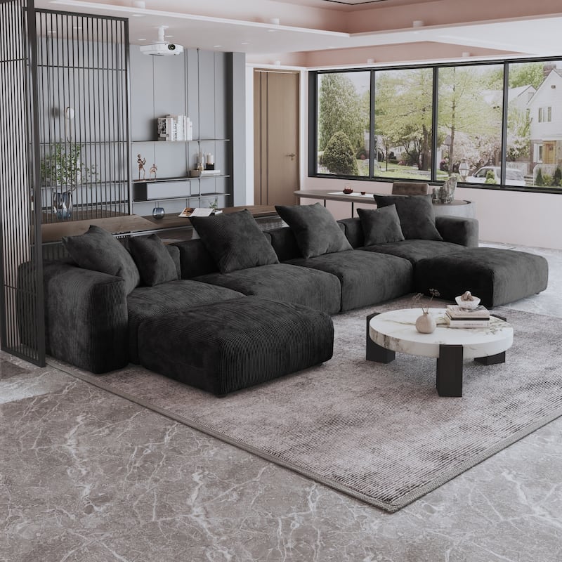 181" U-Shaped Convertible Modular Sectional Sofa With 2 Ottoman