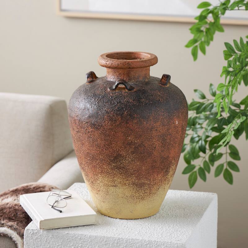 Copper Magnesium Oxide Textured Ombre Antique Amphora Vase - Copper - 12"W, 16"H