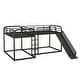 preview thumbnail 7 of 24, L-Shaped Full and Twin Size Metal Bunk Bed with Slide and Short Ladder,Industrial Design