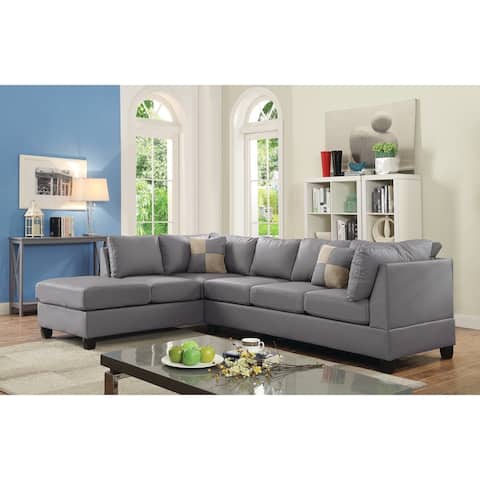 Malone L-shaped Reversible Faux Leather Sectional Sofa