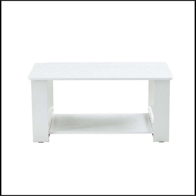 White MDF Double Layered Coffee Table