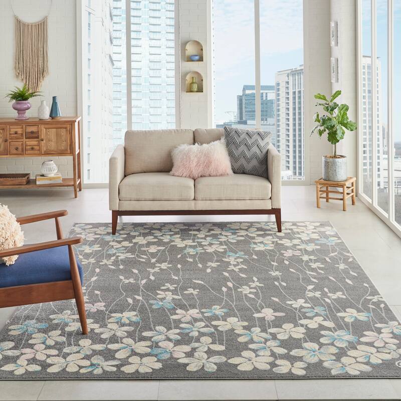 Carson Carrington Molle Floral Area Rug - 8' 10" x 11' 10" - Grey - Rectangle