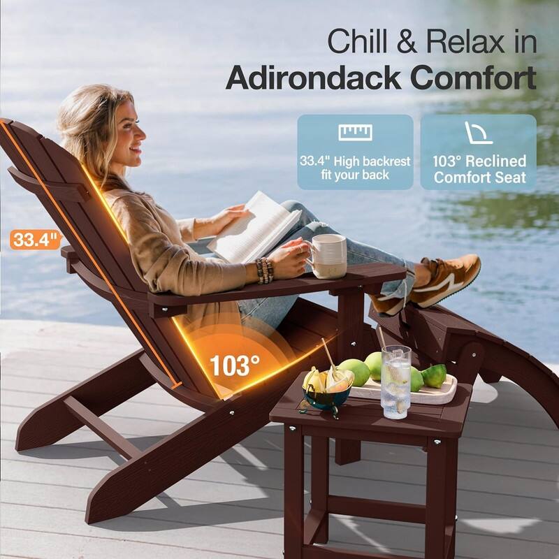WINSOON All Weather HIPS Outdoor Plastic Adirondack Chairs Set of 4