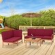 Kinsunny 6Pcs Patio Sectional Sofa Loveseat Outdoor Acacia Wood Sofa ...