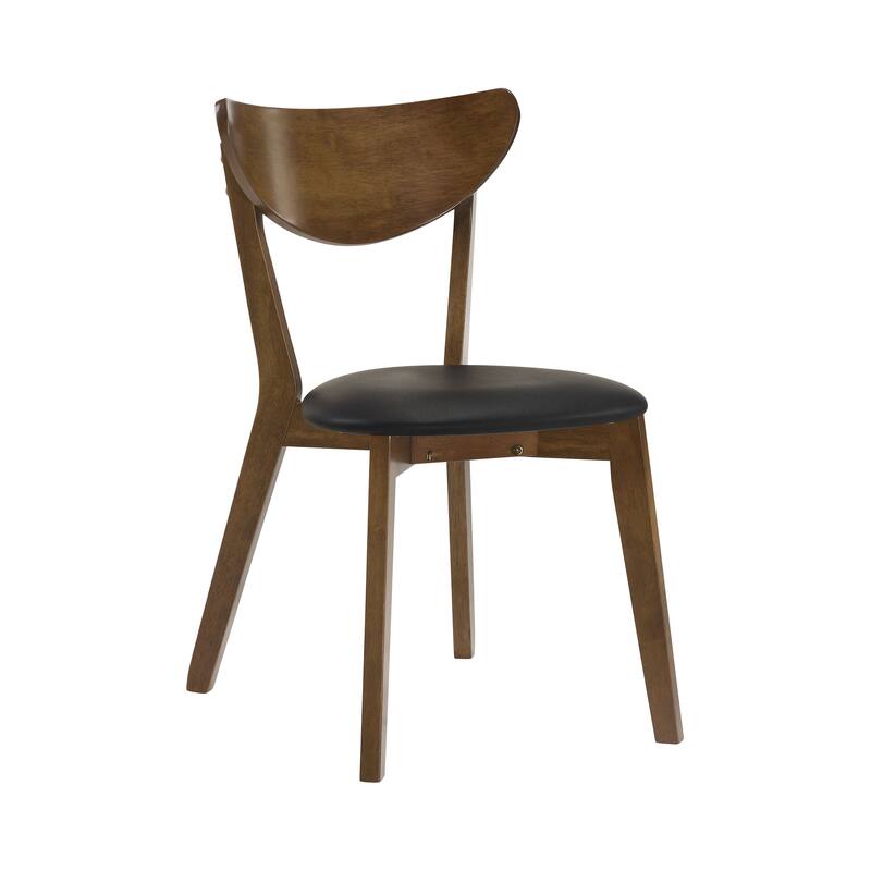 Josy Extendable Dining Table n 4 Chair Set, Brown Black Faux Leather