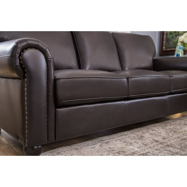 Shop Abbyson London Brown Top Grain Leather 3 Piece Living Room