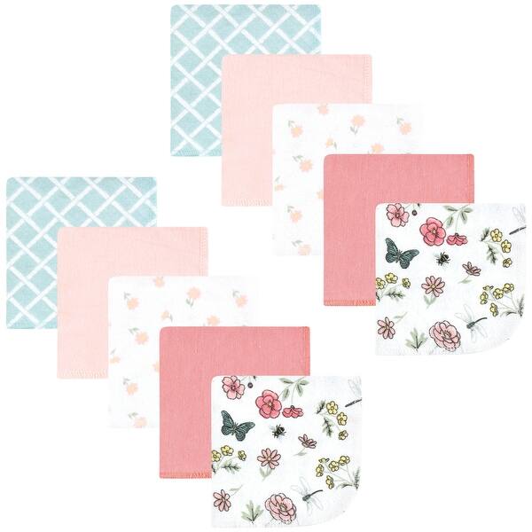 slide 1 of 1, Hudson Baby Infant Girl Flannel Cotton Washcloths, Hummingbird Garden 10 Pack, One Size - Hummingbird Garden 10 Pack - One Size One Size - Hummingbird Garden 10 Pack