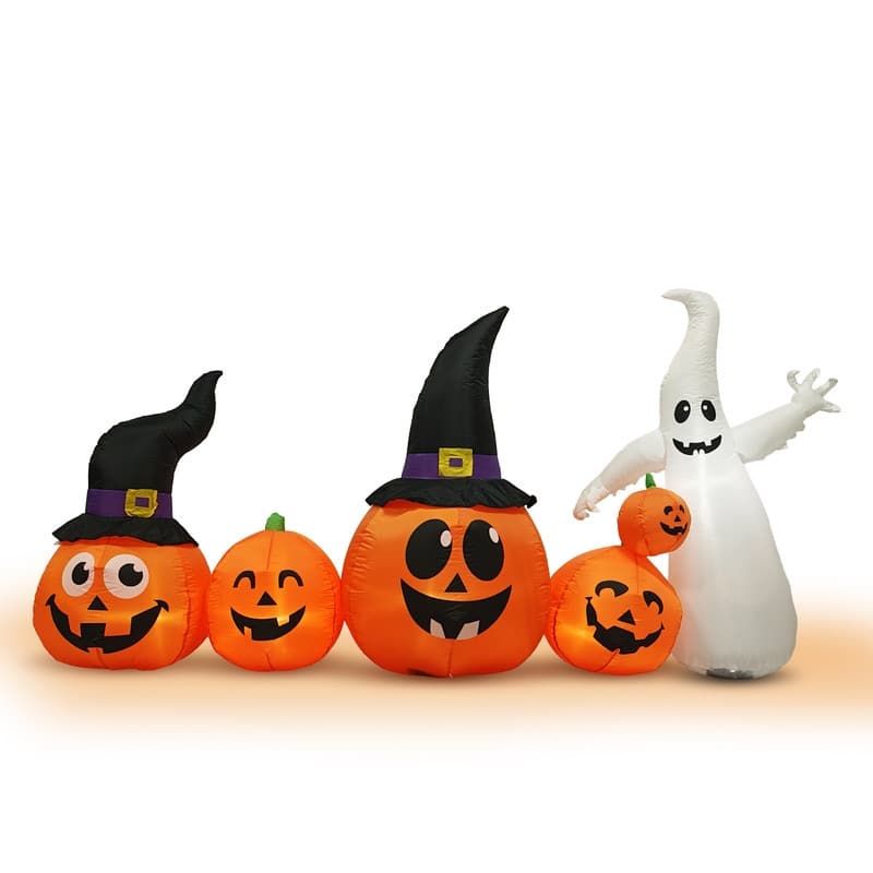 8FT Long Halloween Inflatables Pumpkins Ghost Outdoor Decorations - Black