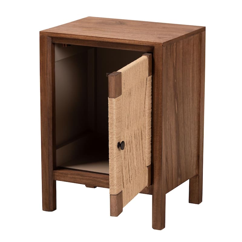 bali & pari Holitz Modern Bohemian Walnut Brown Finished Bayur Wood Nightstand