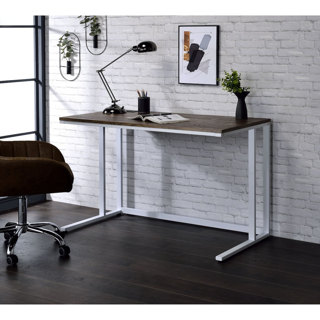 Tyrese Walnut & White Finish Writing Desk W/USB