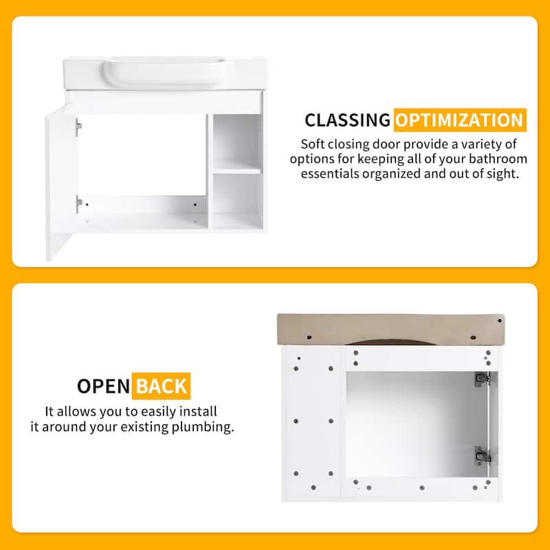 Beingnext 24"/28" Bathroom Vanity with Sink, Floating Bathroom Vanity with Soft Close Door and Shelf