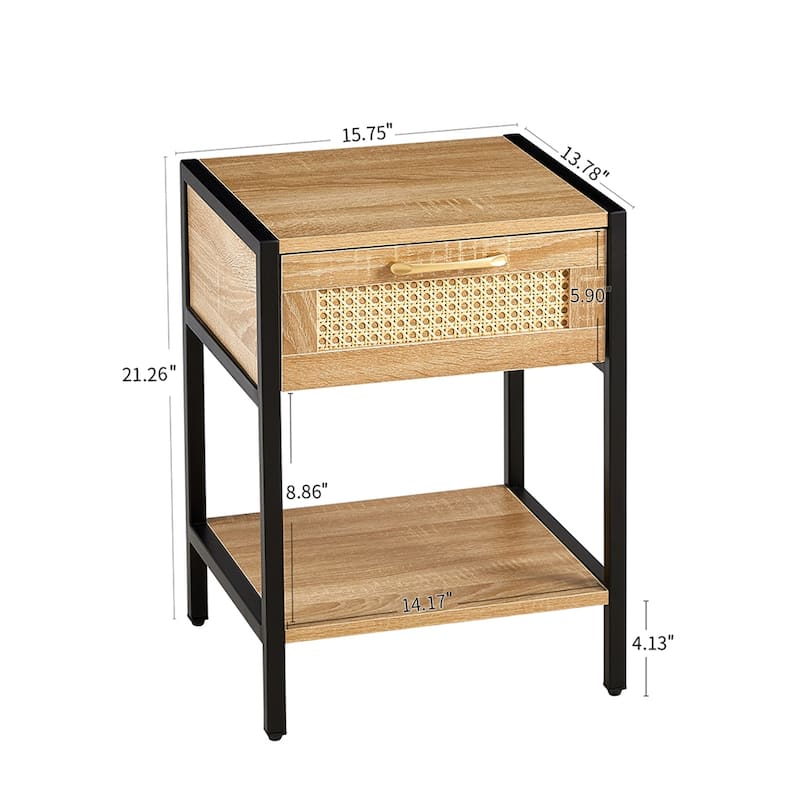Modern Nightstand with Drawer and Metal Legs
