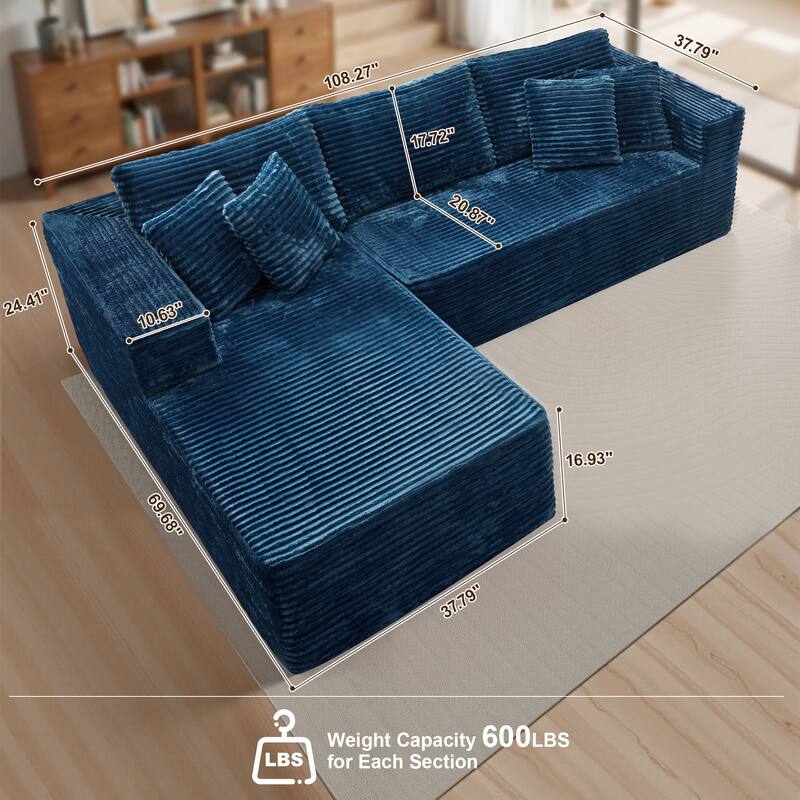 OVIOS All-Foam Plush L-Shaped Sofa​