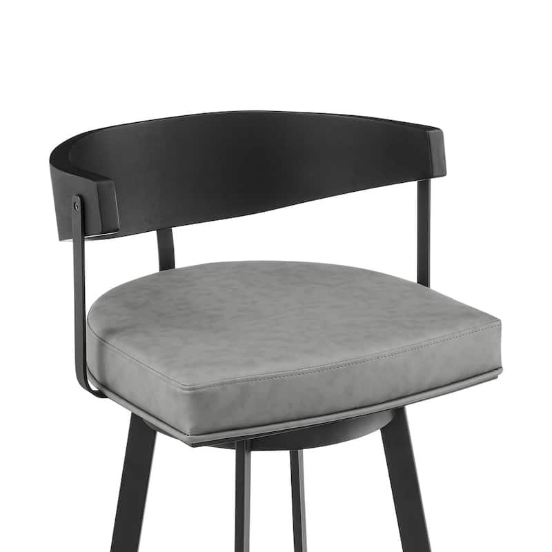Lacey Mid-Century Swivel Bar Stool, Upholstered Counter Height Chair with Iron Frame