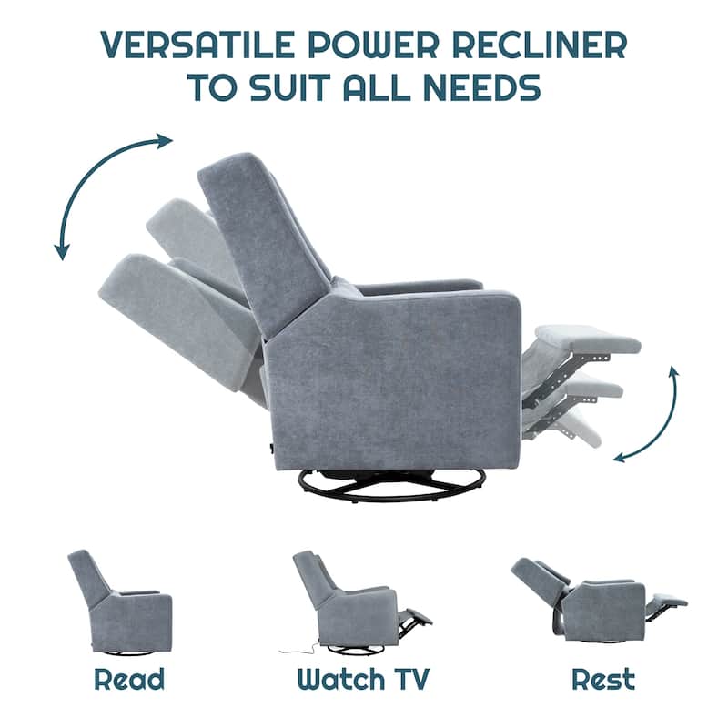 Upholstered Swivel Glider Recliner Chair with USB & Lumbar Support