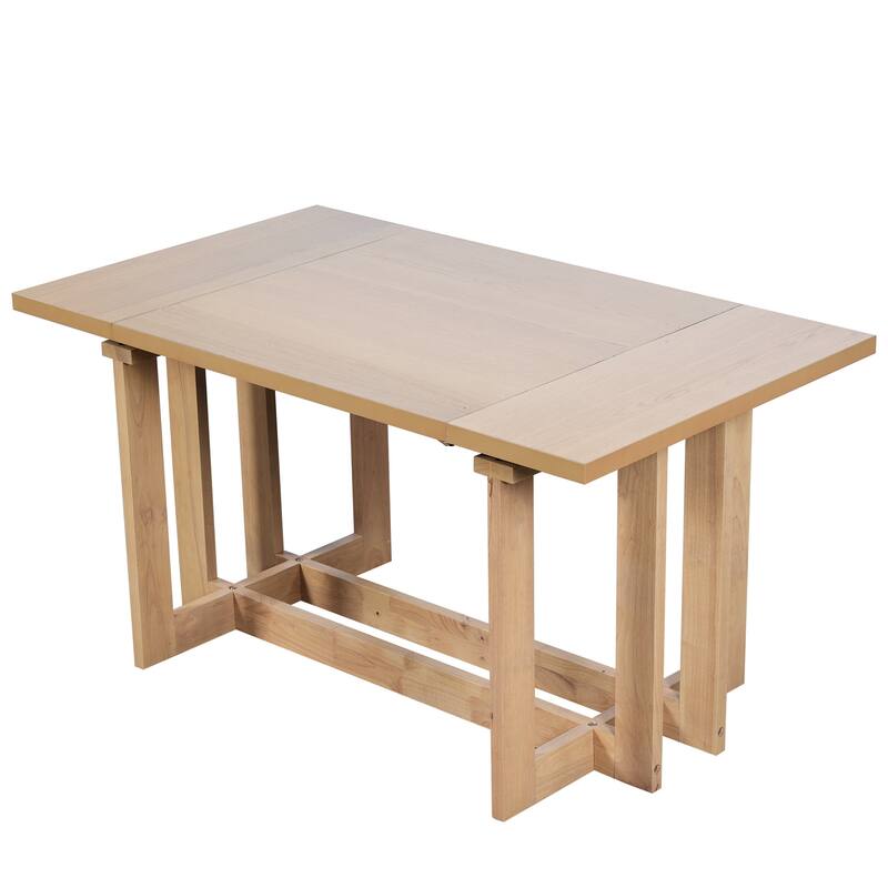 82" Rustic Extendable Dining Table Set: 7-Piece Trestle Table with 6 Upholstered Chairs & 2 Removable Leaves