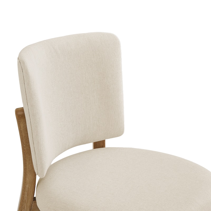 Fabric Upholstered Dining Chairs Set of 2/4 with Wooden Legs, Modern Kitchen Dining Chairs with Back, Walnut Flaxen