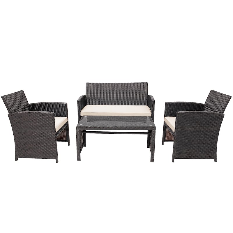 Costway 8PCS Patio Rattan Furniture Set Cushioned Chair Sofa Coffee