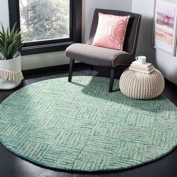 slide 2 of 17, SAFAVIEH Handmade Nantucket Majram Contemporary Cotton Rug 6' Round - Green/Multi - Round