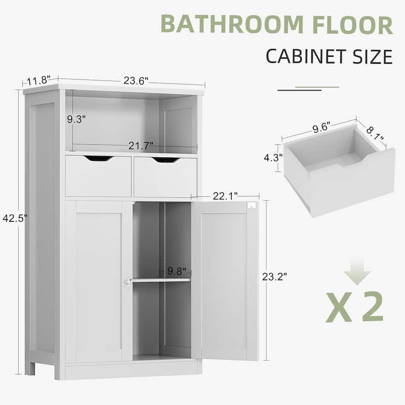 Bathroom Storage Cabinet – Waterproof Free Standing Storage Cabinet with Adjustable Shelf & Soft-Close Drawers