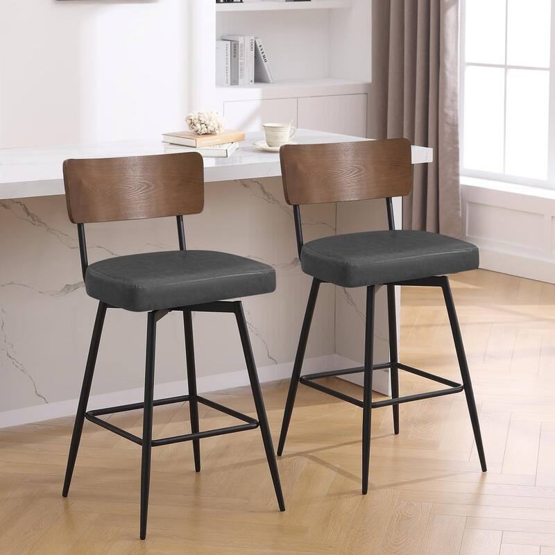 26"/ 29" Faux Leather Swivel Counter/ Bar Stools Set of 2/3