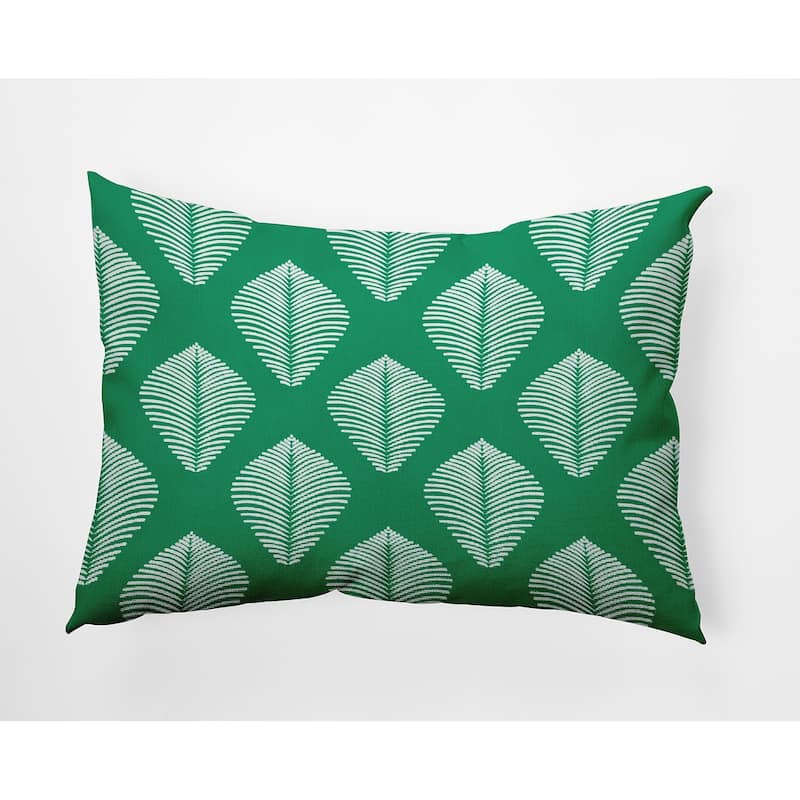 Fan Leaf Pattern Decorative Throw Pillow - 14" x 20" - True Mint