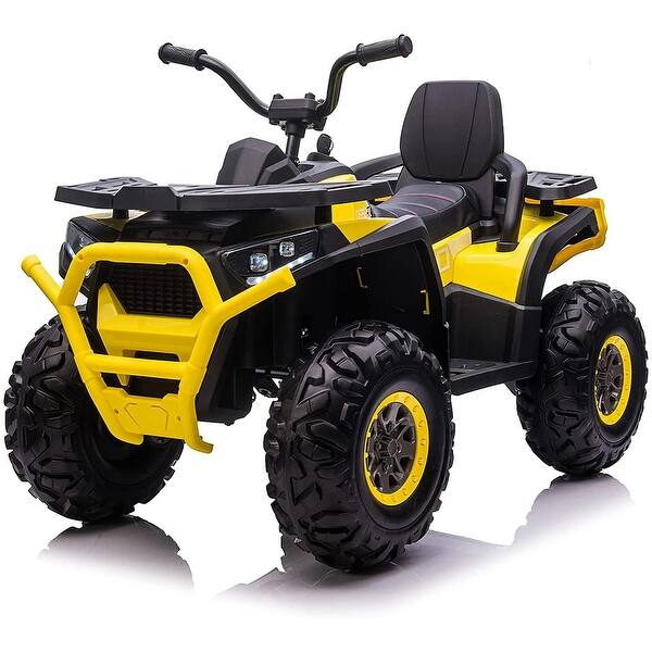 slide 2 of 7, 12V Kids Electric 4-Wheeler ATV Quad Ride On Car with LED Light, Music, Horn, USB/TF/MP3 - 43.5" x 27.5'' x 30.5" yellow-black