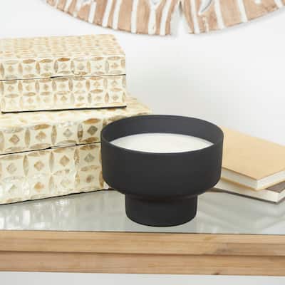 White Wax Scented Matte 50 oz 3 Wick Candle with Elevated Black or Light Gray or Tan or White Container Bowl