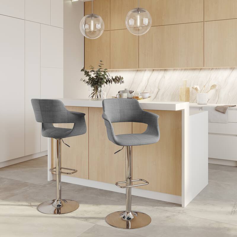 Lumisource Barstool with Swivel in Black and Charcoal, Set of 2 - 19"Lx23.5"Wx39-47.5"H