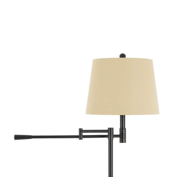 Metal Floor Lamp With Swing Arm And Tubular Stand Beige And Black Overstock 31684806 A fantastic floor standing angled lamp in a pure copper finish, with a choice of a wood or copper arm.these adjustable floor lamps come in a really gorgeous copper finish and is great to have over your desk or beside a chair or sofa as a reading light. touch of class