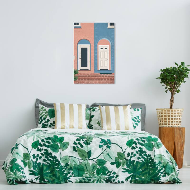 Wynwood Studio Canvas Architecture and Buildings Inverse Entrances Pink and Modern & Contemporary Wall Art Canvas Print - 36 x 24