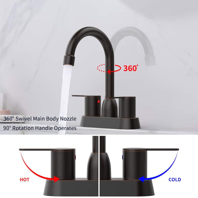 2 Handles Bathroom Sink Faucet, Oil Rubbed Bronze Centerset RV Bathroom Faucets for 2/3 Hole