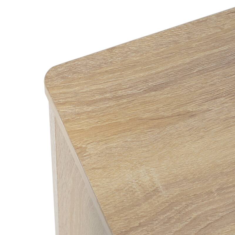 Modern Multifunctional 4-Door TV Stand with 2 Storage Spaces and Adjustable Shelves, for Living Rooms, Natural