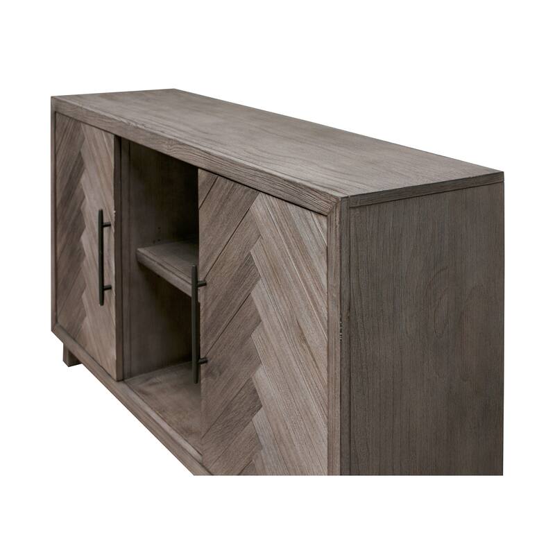 60" TV Console, Entertainment Stand, Wood Accent Cabinet, Fully Assembled, Gray - 60"W x 32"H x 16"D