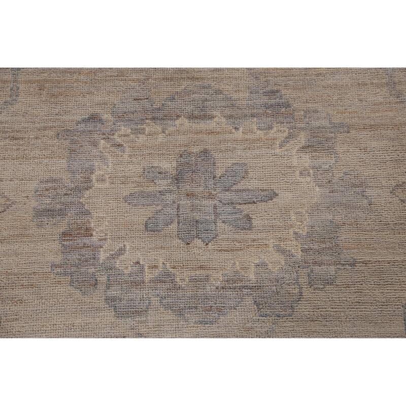 Hand Knotted Oriental 100% Wool Carpet Transitional All-Over Beige & Ivories Oushak Area Rug - 12' 1'' X 9' 1''