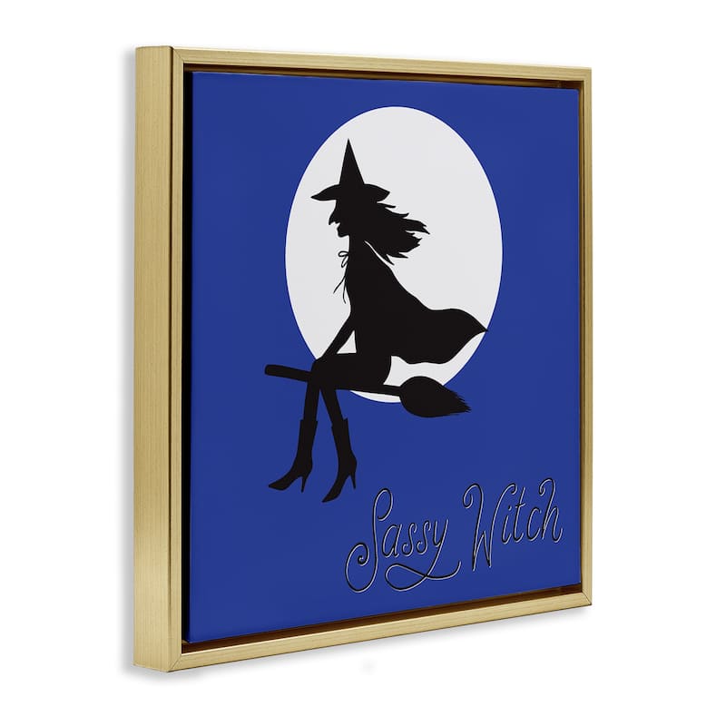 Stupell Sassy Witch & Full Moon Framed Floater Canvas Wall Art Design By Sazerelli Designs