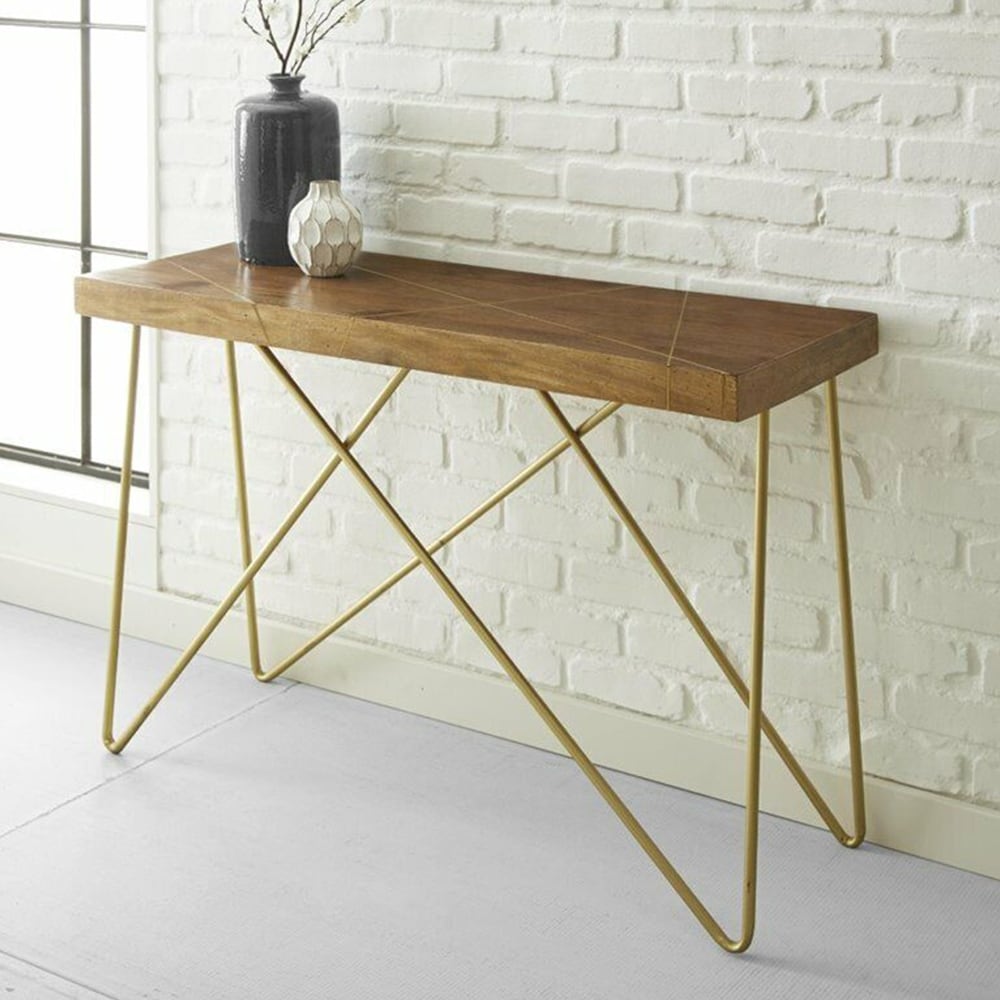 Brown Wood Industrial Accent Table (Set of 3), Hexagon Wood Pieces