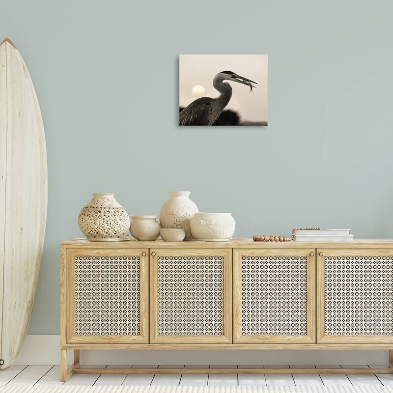 Stupell Heron Feeding on Fish Canvas Wall Art Design By Lori Deiter