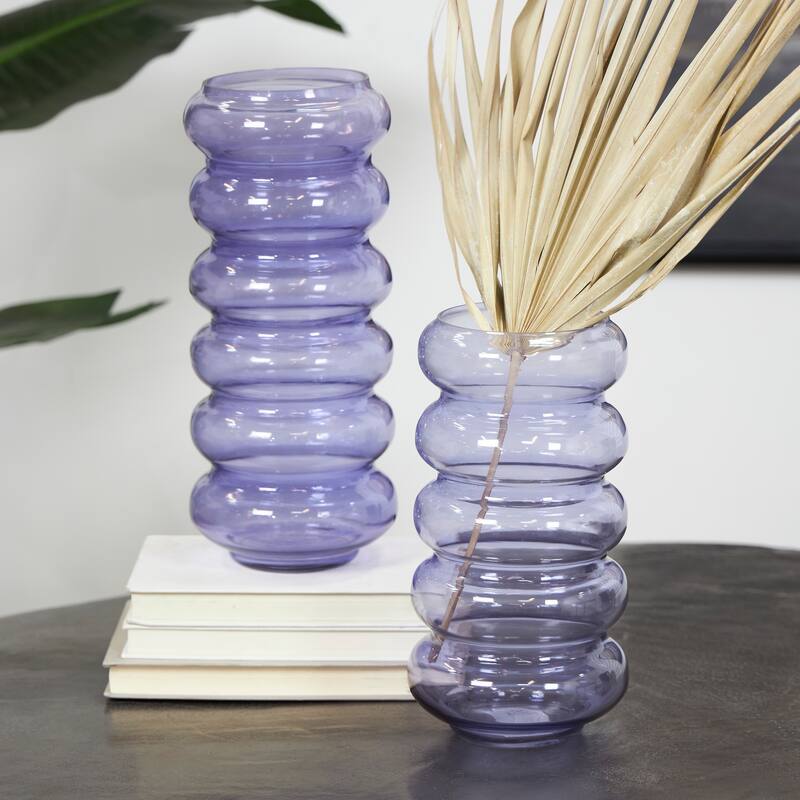 Purple Glass Bubble Decorative Vase (Set of 2)