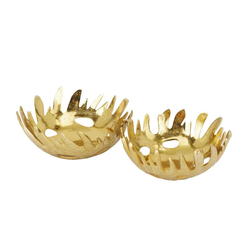Aluminum Metal Decorative Bowl - Set of 2 Silver, Gold, Black - Roche River Decor