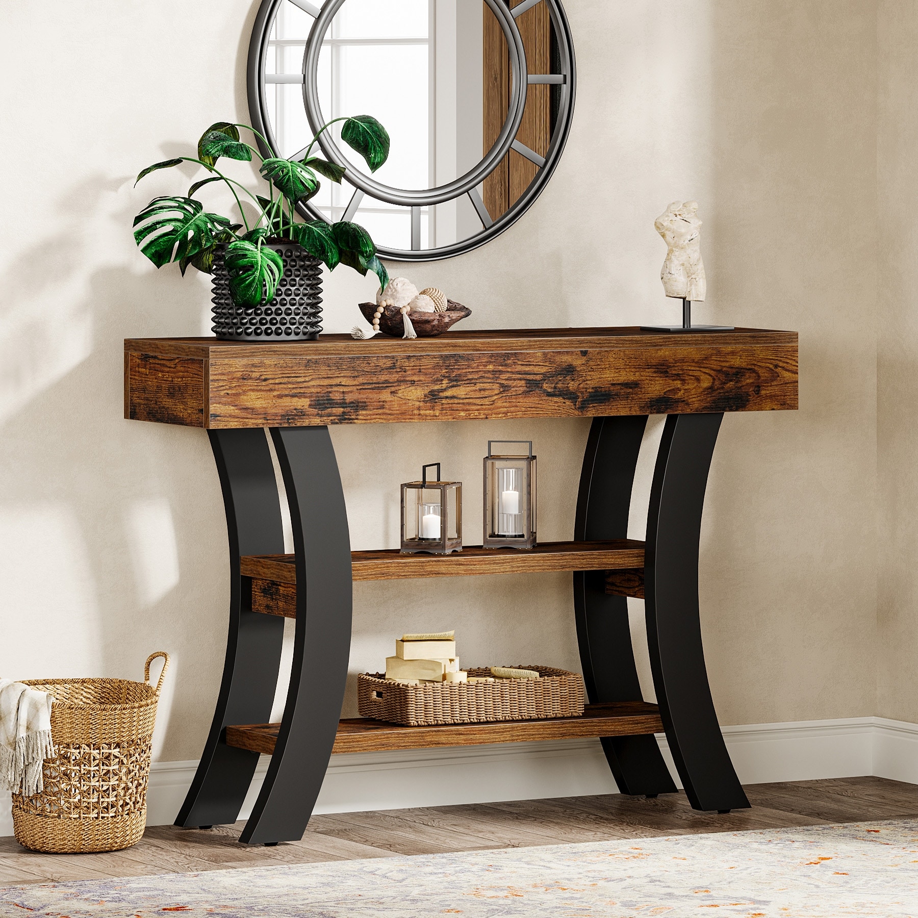 41" Entryway Console Table with Storage Shelves