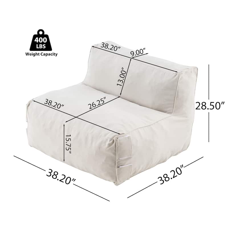 Christopher Knight Home - Nerissa 3-Piece Modular Outdoor/Indoor Bean Bag Sectional Sofa Set with Shredded Foam Filled & Ottoman