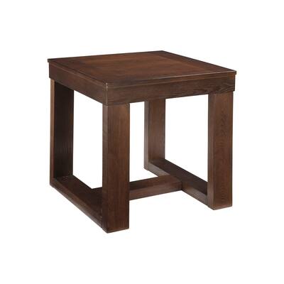 24.13 in. Brown Square Wood End Table, Sturdy Build End Side Table for Living Rooms