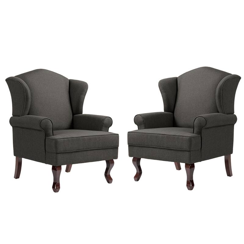 2 Set Modern Upholstery Wingback Accent Chair