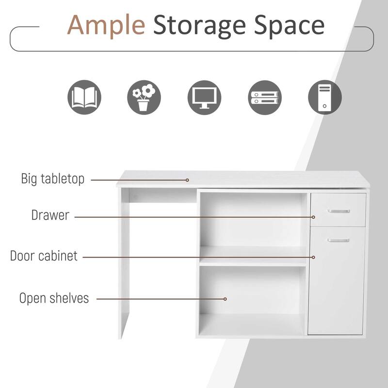 Adjustable L-Shaped Computer Desk with Storage Shelves,Drawer and Cabinet